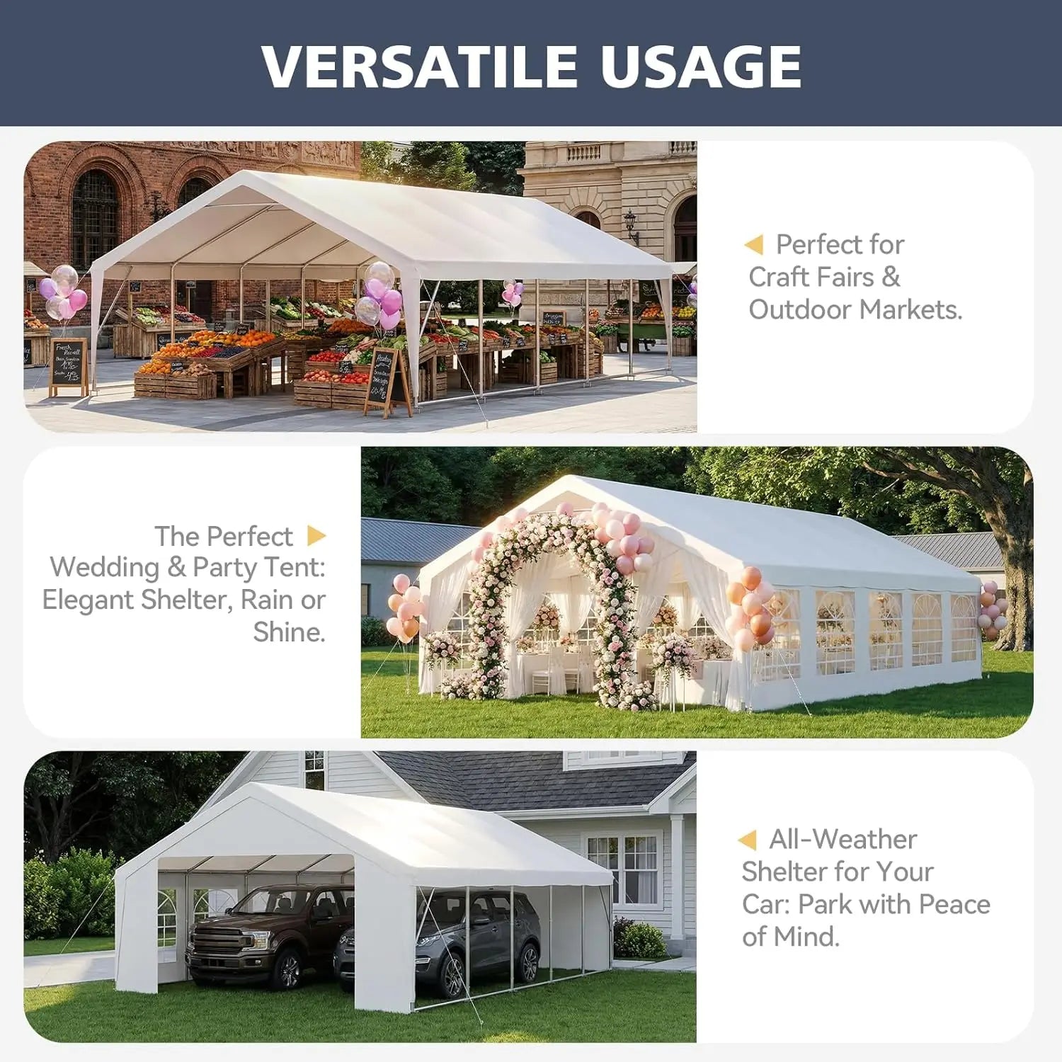 Party Tent 16x32 Canopy Heavy Duty, Waterproof Outdoor Event Tent with Removable Sidewalls & Roll-Up Door, Portable, Customized