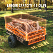 Charger l'image dans la visionneuse de galerie, SucceBuy Heavy Duty Steel ATV Dump Trailer Tow Behind Dump Cart Garden Trailer Removable Sides and Tires for Mowers Tractors - AMOCART
