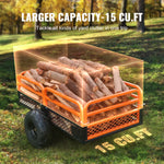 SucceBuy Heavy Duty Steel ATV Dump Trailer Tow Behind Dump Cart Garden Trailer Removable Sides and Tires for Mowers Tractors