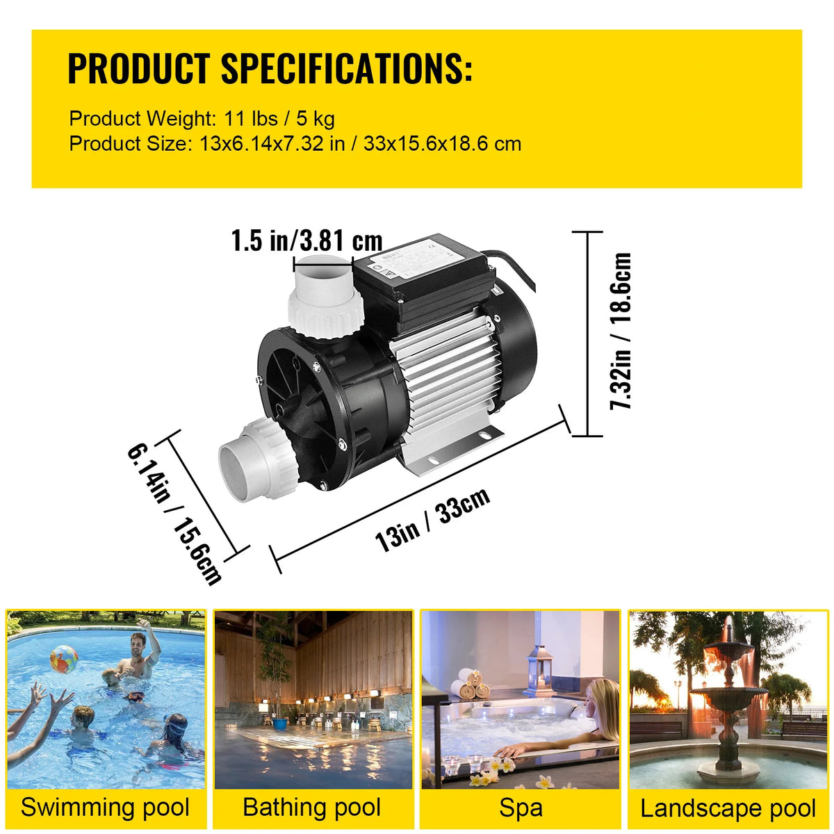 SucceBuy Whirlpool Circulation Pump SPA Pump 1/2 HP 110V 370W Hot Tub Pump For Above Ground Pool Water Circulation Swimming Pool Pump Amocart