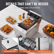 Load image into Gallery viewer, Amocart Commercial Deep Fryer Electric Countertop Fryer with Basket Stainless Steel Single Oil Fryer with Time &amp; Temp Control
