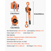 Load image into Gallery viewer, SucceBuy Manual Lever Chain Hoist 1-1/2T / 3T / 6T  Capacity Come Along 10FT/ 20FT Lift G80 Alloy Steel Chain 360°Rotating Hooks - AMOCART
