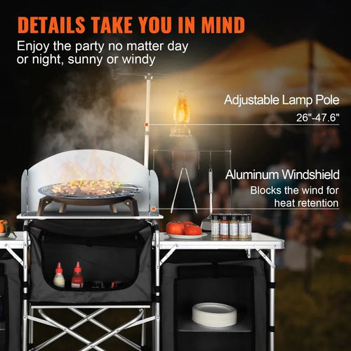 【Premium】SucceBuy Camping Outdoor Kitchen T le C inet Fold le Folding Cooking Storage Rack Aluminum Alloy Bracket for BBQ Picnic