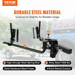 Amocart 1000/1500 lbs Distribution Hitch Load Leveling 4 Towing Tongue Distributing Hitches Kit with Sway Control for Trailer