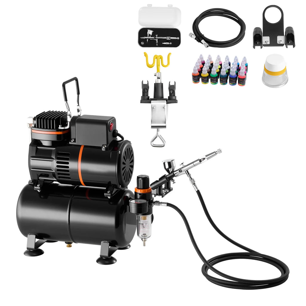 SucceBuy Airbrush Kit Air Brush Kit with Air Compressor and Tank 1 Dual-Action Airbrush with 1 Tip for Cake Decorating Nail Art
