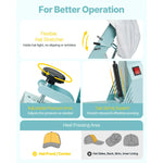 Amocart Hat Heat Press Machine with 2/4pcs Interchangeable Platens Precise Temperature and Time Control Hat  Heat Press