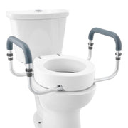 Load image into Gallery viewer, SucceBuy Raised Toilet Seat 3.5" Height Raised 300 lbs Weight Capacity for Standard Round Toilet Aluminum Handrail - AMOCART

