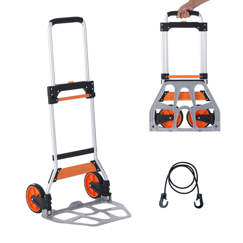 Amocart 275/309 lbs Folding Hand Truck Portable Unity Cart Dolly with Telescoping Handle and Binding Rope for Moving Warehouse