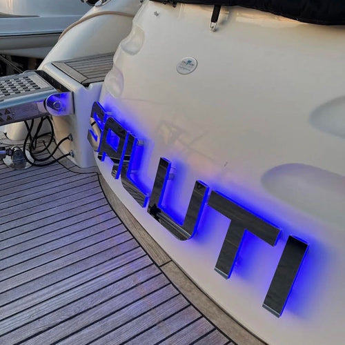 Custom Yacht Boat Letters Seawater Resistant Boat Name Sign Led Vessel Name Sign 3D Illuminated Stainless Steel Signage