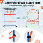 Amocart Dog Agility Training Equipment 4 PCS Set with Adjustable High Hurdles 6 Weave PolesJump Ring Square Pause Box Whistle