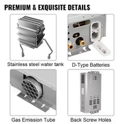Load image into Gallery viewer, 6L–18L Portable Instant-Heat LPG Water Heater for Home Use Stainless Steel Construction, Easy Installation
