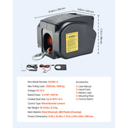 Load image into Gallery viewer, SucceBuy 2000lbs Electric Boat Winch 12V DC 300W with Wired Remote Control Hand Crank Reversible Electric Trailer Winch for Boat - AMOCART
