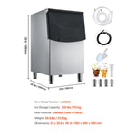 Amocart 250LBS Commercial Ice Maker with Storage Bin Ice Bin Stainless Steel Ice Maker Machine with Filter for Home Bar Hotel