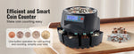 Amocart 230/300 Coins/Min USD Coin Sorter Wrapper Professional Electric Automatic Machine LED Display for School Shop Bank Home