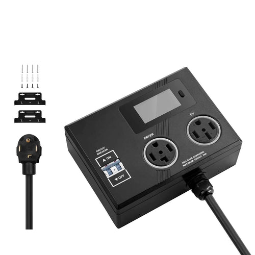 SucceBuy Smart Power Distribution for Dryer and EV, 3-Color LED Indicator, With NEMA 14-30 Plug, NEMA 14-30 & NEMA 14-50 Outlets