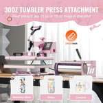 Amocart Heat Press Machine 12x15 inch  8 in 1 Heat Transfer Machine 360° Swing Away T-Shirt for T-Shirts/Mugs/Hats/Plates Pink