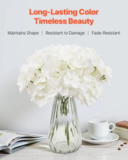 Charger l'image dans la visionneuse de galerie, Amocart Artificial Flowers Real Looking White Silk Fake Hydrangea Bulk Faux Bridal Shower with Stem for DIY Wedding Bouquets
