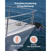 Load image into Gallery viewer, SucceBuy 1100W Vertical Fishing Windlass Fit for 1/4-Inch Chain or 9/16 &amp; 5/8 Inch Nylon Rope Max Pull 700 lbs for Boats 20-36ft - AMOCART
