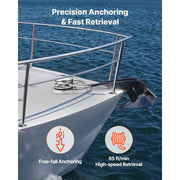 Load image into Gallery viewer, Amocart 1100W Vertical Fishing Windlass Fit for 1/4-Inch Chain or 9/16 &amp; 5/8 Inch Nylon Rope Max Pull 700 lbs for Boats 20-36ft
