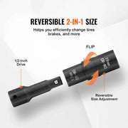 Load image into Gallery viewer, SucceBuy Lug Nut Impact Socket Set 1/2 in Drive Metric SAE 6-Point Flip Socket Set 4 Total Lug Nut Sizes CR-MO Wheel Socket Set
