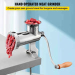 Amocart Manual Meat Grinder 304 Stainless Steel Hand Meat Grinder with Steel Table Clamp Meat Mincer Sausage Maker