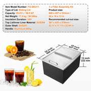 Load image into Gallery viewer, Amocart Drop in Ice Chest Stainless Steel Ice Cooler Commercial Ice Bin with Sliding Cover Outdoor Kitchen Ice Bar
