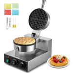 Amocart Commercial Waffle Maker 1230W Round Waffle Baker Machine Non-Stick Stainless Steel Belgian Waffle Iron w/ TIme Control