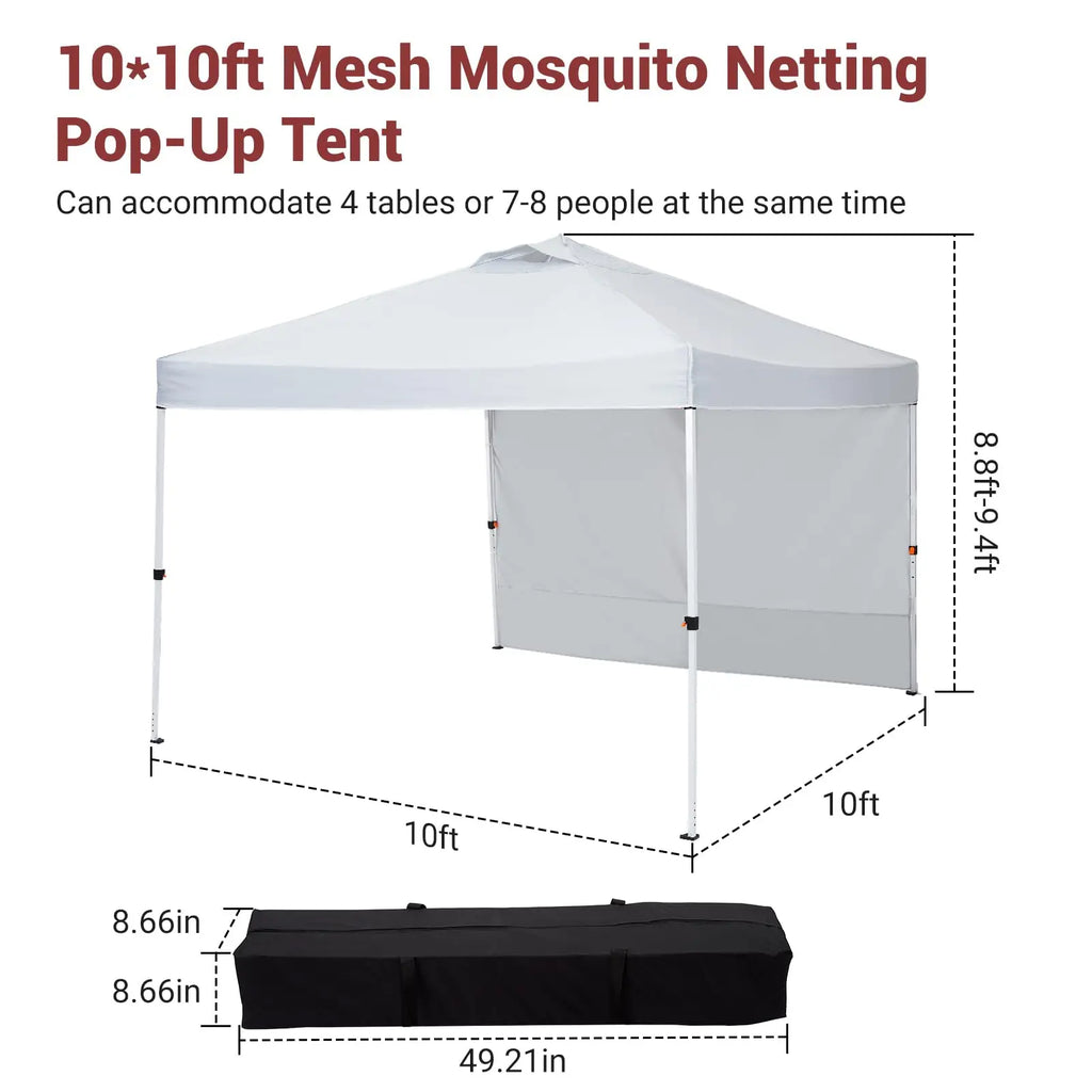 Easy One-Push Setup Pop Up Canopy Tent 10x10ft – Waterproof Outdoor Shelter, Portable Gazebo with Wheeled Bag, Includes Side Wall, Ideal for Camping, Patio, Parties