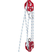 Load image into Gallery viewer, SucceBuy Twin Sheave Block &amp; Tackle 2/5-1/2in 100Ft Braid Rope 35KN 7700LBS Lifting Trellis Rigging Cargo Slings for Garage
