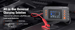 Amocart Smart Battery Charger 20-Amp Lithium LiFePO4 Lead-Acid (AGM/Gel/SLA) LCD Display Trickle Charger, Boat Motorcycle Use