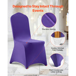 Amocart 50 Pcs Purple Chair Covers Polyester Spandex Chair Cover Stretch Slipcovers for Wedding Party Flat-Front Chair Covers