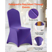 Load image into Gallery viewer, Amocart 50 Pcs Purple Chair Covers Polyester Spandex Chair Cover Stretch Slipcovers for Wedding Party Flat-Front Chair Covers
