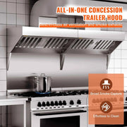 Load image into Gallery viewer, SucceBuy 4/5/6/7/8/9FT Commercial Exhaust 201 Stainless Steel Concession Hood Under Cabinet Range Hood Kitchen Vent Hood Sliver

