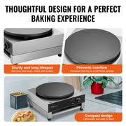 Load image into Gallery viewer, SucceBuy Electric Crepe Maker 16 Inch Commercial Crepe Machine Flat Plate Crepe Griddle Nonstick Circular Cereals Pancake Stove - AMOCART
