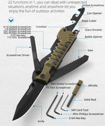 LETGOS Pocket Folding Knife, 22 in 1,Survival Gear EDC Rescue Tool with nylon sheath, Emergency, Camping, Hunting, Gift for dad
