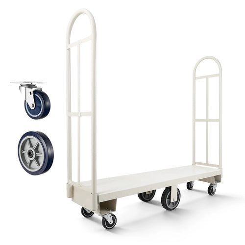 Amocart 2000LBS U-Boat Platform Truck Dolly Steel Utility Cart with Detachable Handles Industrial Hand Push Truck for Warehouse