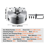 Amocart 3-Jaw Lathe Chuck 160mm / 200mm / 250mm Self-Centering Lathe Chuck Multiple Clamping Range for Lathe Printer Machining