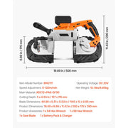 Load image into Gallery viewer, Amocart 20V Portable Band Saw 2.5-In/5-In Deep Cut 360W Bandsaw 0-120/192 m/min Variable Speed with Brushless Motor Hang Hooks

