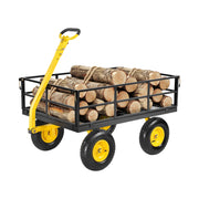 Load image into Gallery viewer, SucceBuy 1200Lbs Steel Garden Cart 2 in 1 Outdoor Metal Utility Wagon Yard Trailer w/ 13" All Terrain Tires Mesh Removable Sides
