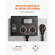 Bild in Galerie-Viewer laden, SucceBuy Smart Power Distribution for Dryer and EV, 3-Color LED Indicator, With NEMA 14-30 Plug, NEMA 14-30 &amp; NEMA 14-50 Outlets
