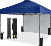 Load image into Gallery viewer, 10x10FT Pop Up Gazebos Canopy Tent with Removable Sidewall, One-Push Instant Setup Outdoor Canopy Shelter with Vented Roof, Roller Bag &amp; Sandbags for Beach Camping Market
