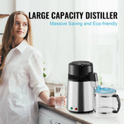 Charger l'image dans la visionneuse de galerie, SucceBuy Distillateur d'eau 4L 1,05 gallon Purificateur d'eau pure Filtre pour comptoir domestique 750W Fabricant d'eau distillée Acier inoxydable
