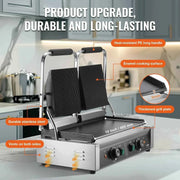 Load image into Gallery viewer, Amocart Commercial Panini Grill 3600W Electric Sandwich Panini Maker with Temp Control And 19"x9" for Hamburger Steak Bacon
