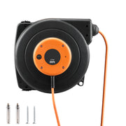 Load image into Gallery viewer, SucceBuy 30FT Retractable Extension Cord Reel with Lighted Triple Tap Outlet 10Amp Circuit Breaker for Ceiling Wall Mount Garage - AMOCART
