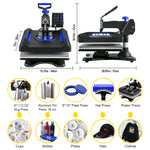 Amocart 5/8in1 15x15"/12x15"Dual-tube Heating Insulation Cotton Heat Press Sublimation Machine 360°Swing Design for Tshirts Etc