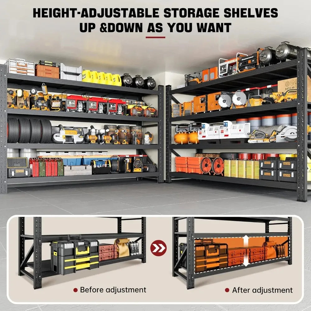 5000LBS Storage Shelves,71" W Garage Shelving Heavy Duty Metal Adjustable Garage Shelves, Shelving Units Industrial, Customized