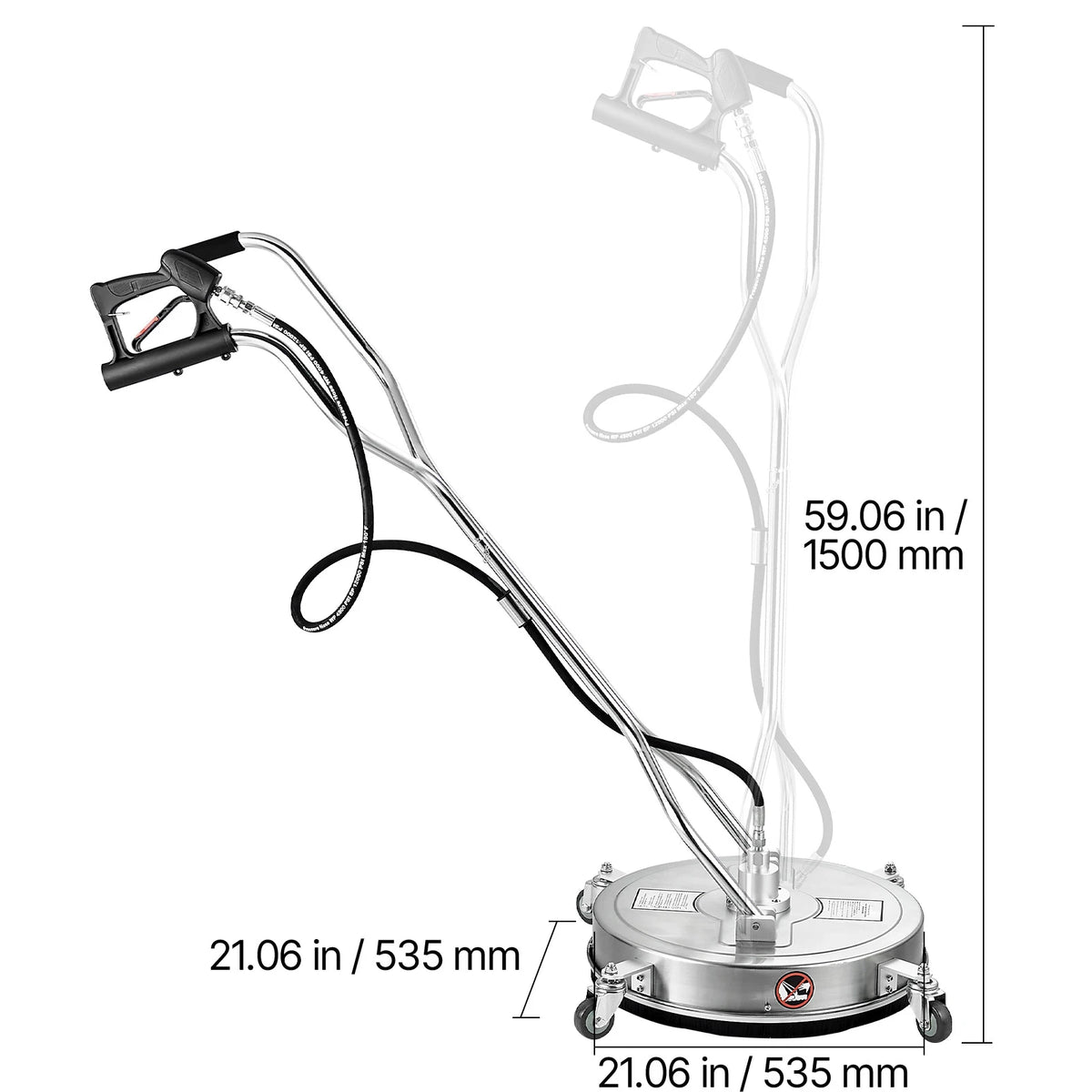 SucceBuy Pressure Washer Surface Cleaner PE/Stainless Steel Pressure Washer Attachments with 4 Wheels for Concrete Patio Deck Amocart