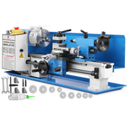 Bild in Galerie-Viewer laden, Amocart Mini Metal Lathe Machine 7"x14" 550W 180x350mm Variable Speed + 3 Jaw Chuck for Metalworking Turning Drilling Threading
