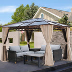 10x12 Hardtop Gazebo Aluminum Frame UV50+ Mosquito Net & Curtains Outdoor Garden Backyard Shelter, Custom