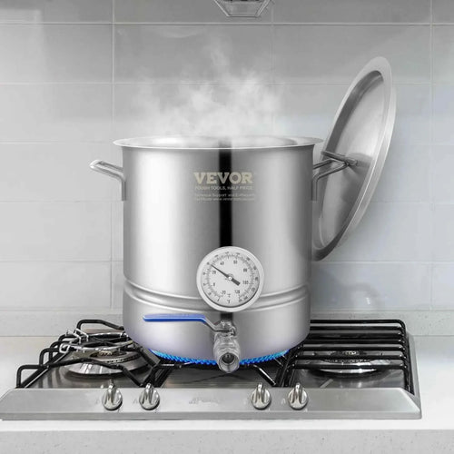 Amocart Stainless Steel Kettle 5 GALLON Brewing Pot Tri Ply Bottom for Beer Brew Kettle Pot Home Brewing Supplies Includes Lid